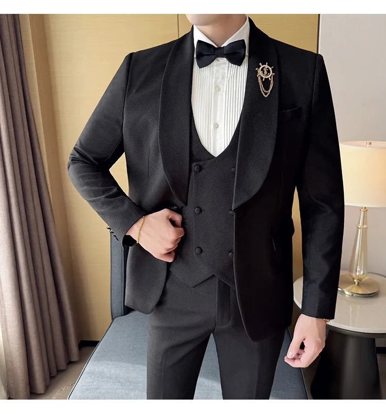 Men's Slim Fit 3-Piece Suit for Weddings, Parties & Formal Occasions – White, Red, Black