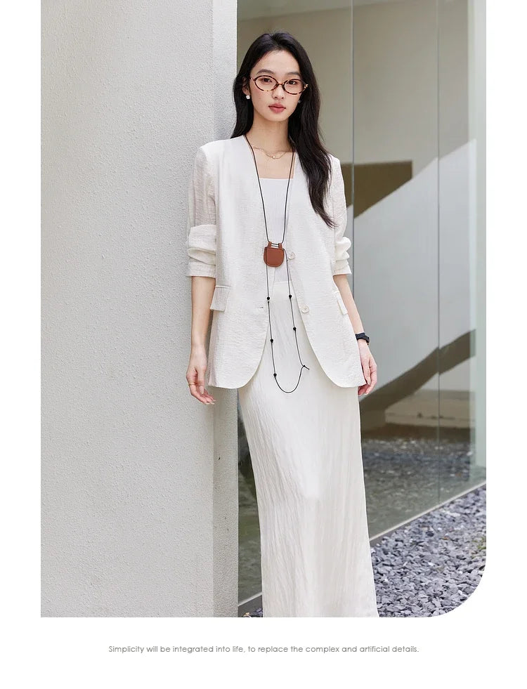 Women's Black Blazer New Autumn 2026 V-neck Loose-fit Casual Office Lady Tailored Coat Fall Fashion Elegant Jackets A0511