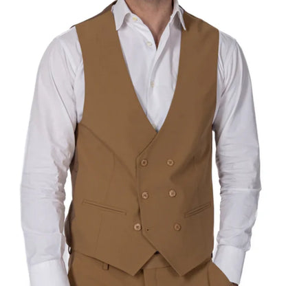 Men Formal Vest Double Breasted Solid Color Waistcoat for Wedding and Business