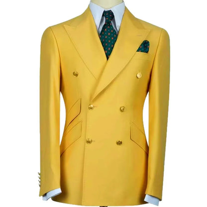 Formal Wedding Men Suit Jacket Slim Fit Peak Lapel Double Breasted Blazer Business One Coat Work Office Jacket for Party Prom