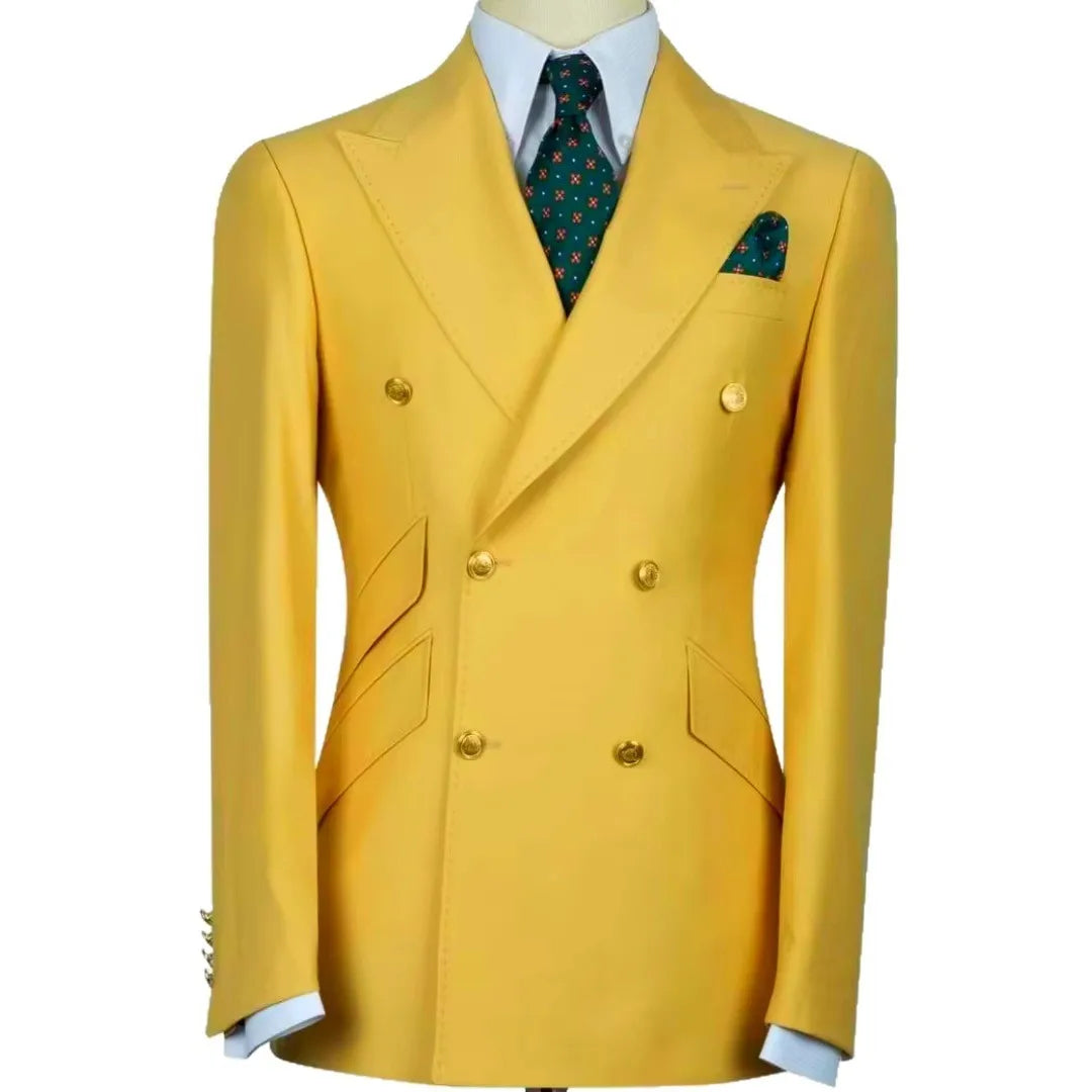 Wedding Men's Tuxedo Jacket Bridegroom Business Groom Wear Formal Party Prom Blazer Double Breasted Peak Lapel XS-6XL One Coat