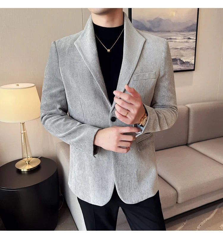 New Chinese Style Stand Collar Fashion Casual Suit Jacket Autumn Winter New Slim Fit Business Formal Social Prom Party Tuxedos