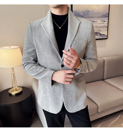 New Chinese Style Stand Collar Fashion Casual Suit Jacket Autumn Winter New Slim Fit Business Formal Social Prom Party Tuxedos