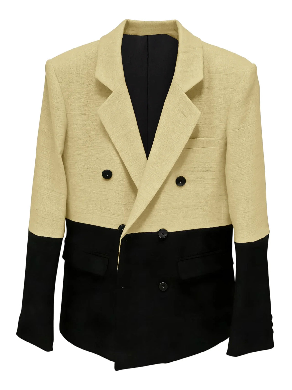 Men's Linen Color Block Blazer Double Breasted Notch Lapel Lightweight summer Sport Coat Fashion Jacket for Party & Streetwear