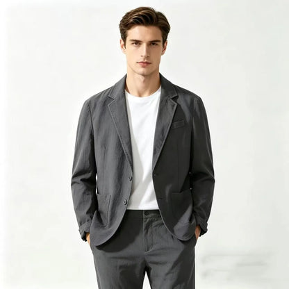 Pure Cotton Blazer Outdoor Men's Traveling Breathable, Non-stretch, Moisture-wicking, Sweat-absorbing, Fitted and Casual Blazer