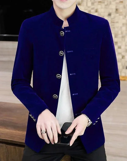Slim Fit Velvet Man Suits and Blazers Single Models Clothing Korean Style Clothes Gentleman Elegant Jacket for Men New in Coats