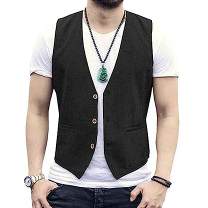 Men's Linen Vest – Slim Fit Smart Casual Waistcoat for All Seasons