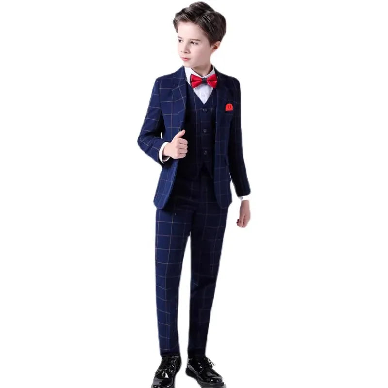 School Kids Piano Host Performance Suit Set Flower Boys Wedding Dress Spring Children's Birthday Party Photography Costume