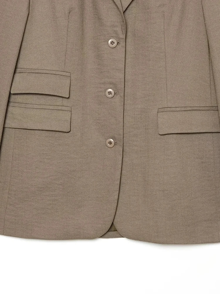 Women Oversized Blazer Single Breasted Lapel Long Sleeve Loose Suit Jacket Elegant Casual Office Lady Outerwear