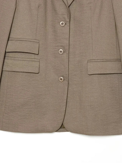 Women Oversized Blazer Single Breasted Lapel Long Sleeve Loose Suit Jacket Elegant Casual Office Lady Outerwear
