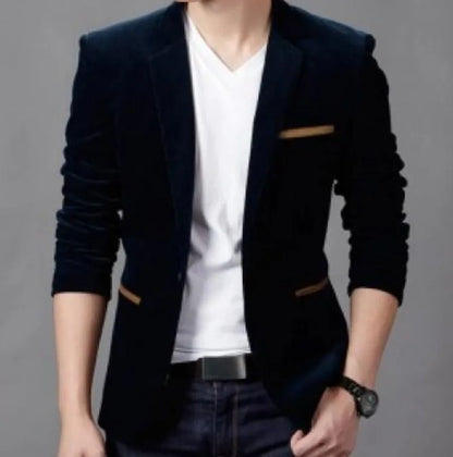 Men's Slim Fit Korean Style Blazer Autumn Winter Formal Suit Jacket Trendy Youth Business Casual Top