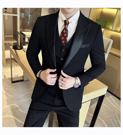 Plus Size 6XL 5XL Men Formal Business Suit 3 Set Pieces Classic Slim Fit Business Suits Sets Autumn Men Wedding Party Tuxedo
