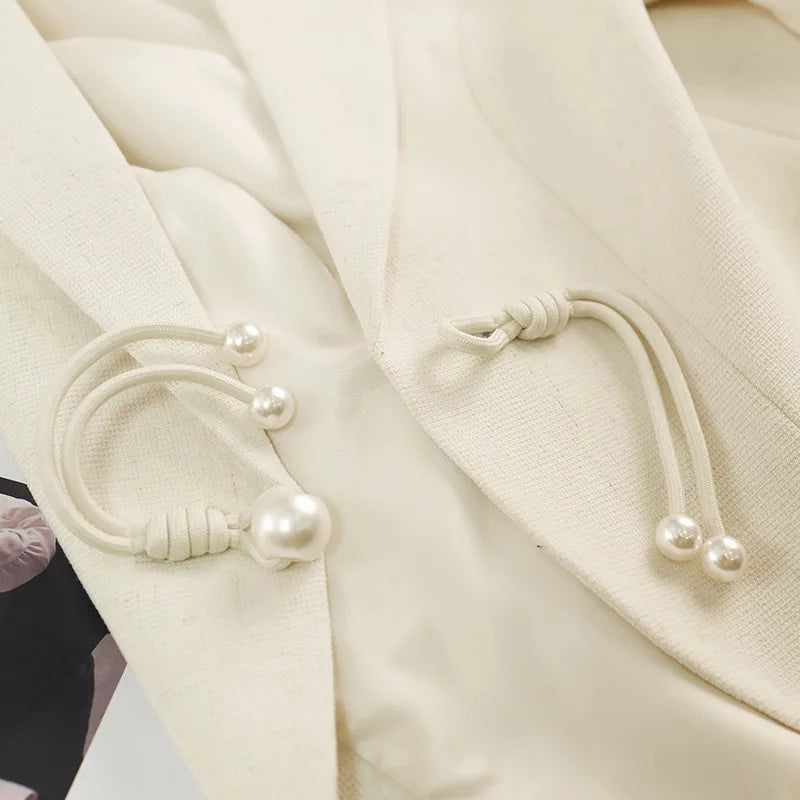 Elegant National Style Buckle Pants Suit  2024 Autumn New Professional Temperament Slim Blazer And Pants Office Ladies Work Wear