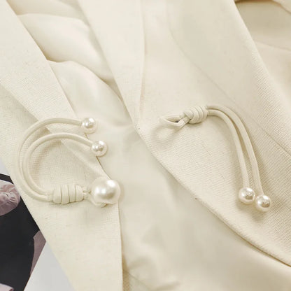 Elegant National Style Buckle Pants Suit  2024 Autumn New Professional Temperament Slim Blazer And Pants Office Ladies Work Wear