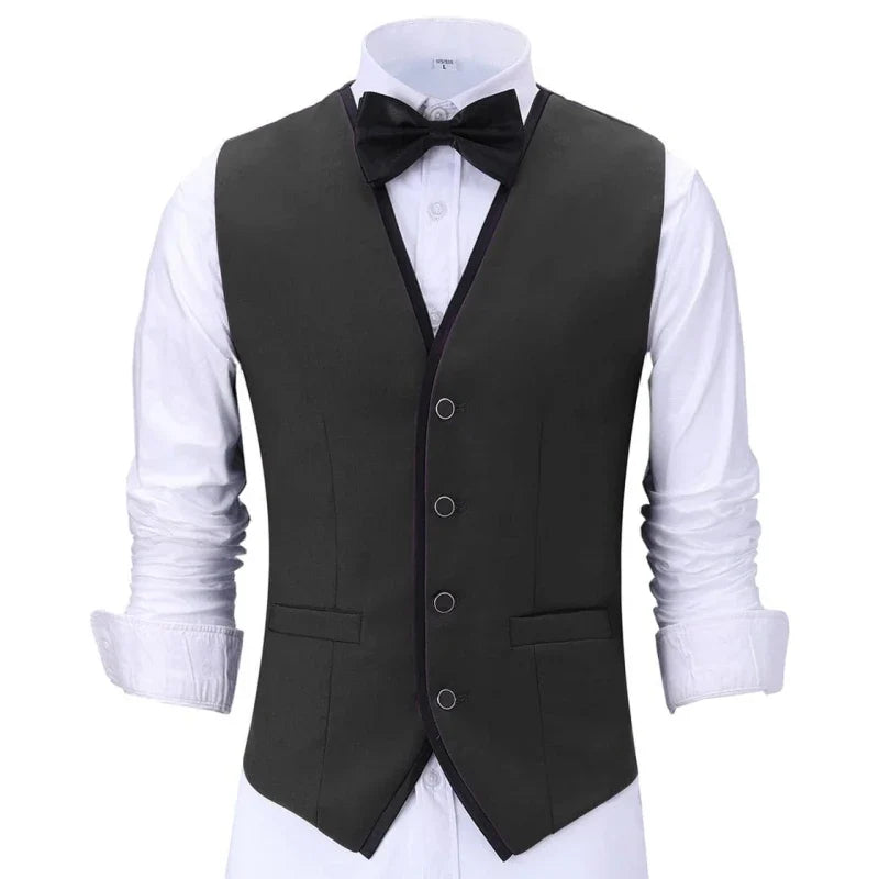 Men's Formal Vest Single Button Waistcoat for Weddings and Business