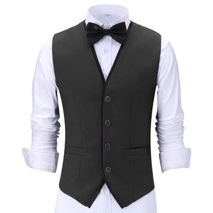 Men's Formal Vest Single Button Waistcoat for Weddings and Business