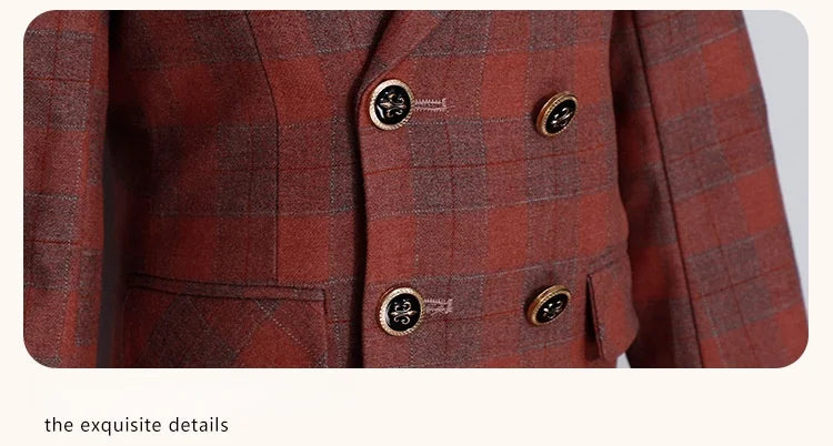 Boys Formal Wedding Birthday Prom Suit Set With Jacket Vest Pants Tie Brooch Children's Piano Host Speech Performance Costume