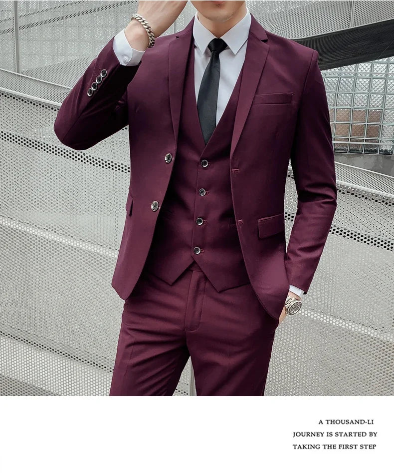 Men's Slim Fit Business Suit – Smart Casual Single Breasted Formal Suit for Work, Wedding & Special Occasions
