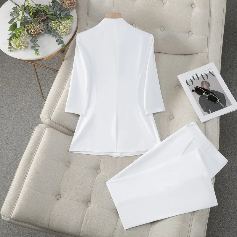 Mid-Sleeve Suit, Pants, Elegant Temperament, Most Unique, Spring and Summer, 2024 New