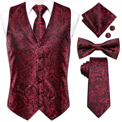 Men's Suit Vest Set – Broadcloth Waistcoat with Tie, Bowtie, Hanky & Cufflinks for Weddings & Office