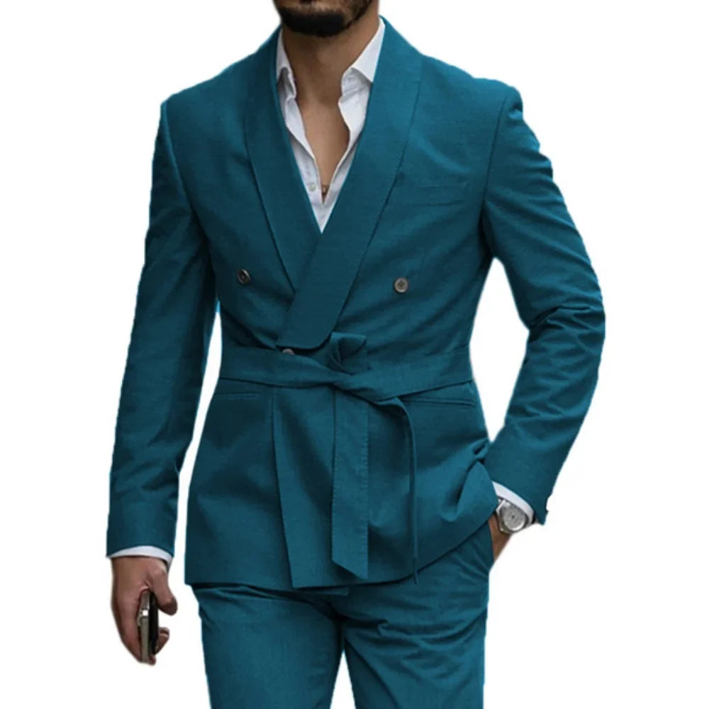 Slim Fit Shawl Lapel Men's Wedding Suits 2 Piece Formal Business Groom Wear Fashion Style Blazer Pants Tuxedos Costume Homme