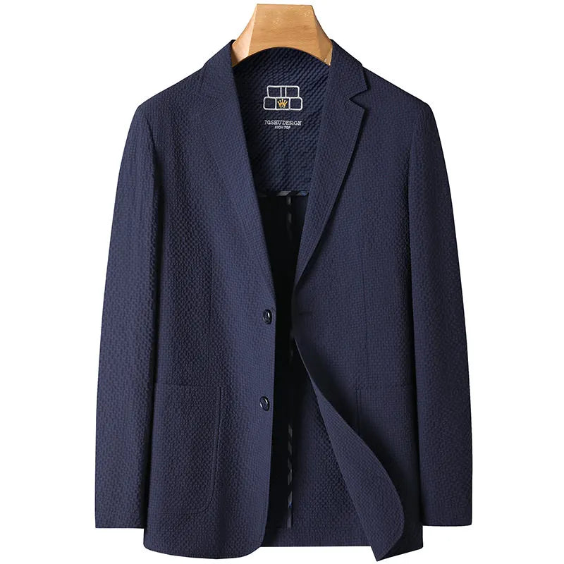 2026 Sun Protection Lightweight Blazer - Fashionable Business Outdoor Travel Wedding Casual Korean Men's Bubble Weave Blazer