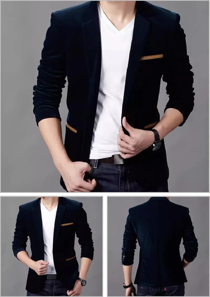 Blazer: A Fashionable Outdoor Men's Travel Gentleman's Versatile Solid-color Trend Leader for Casual and Breathable Wear. Blazer