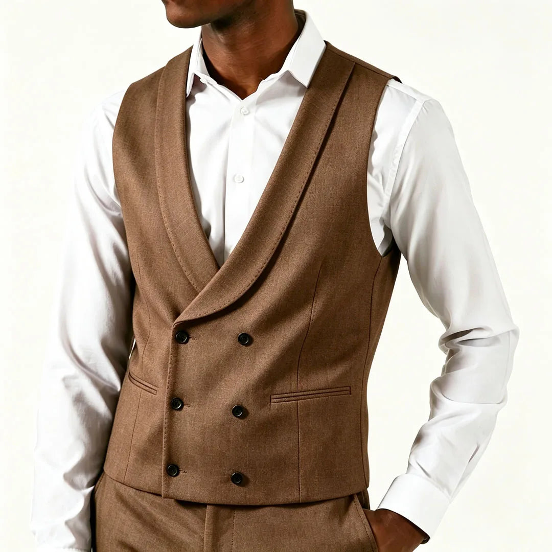 Men's Formal Vest – Double Breasted Lapel Waistcoat for Weddings & Business