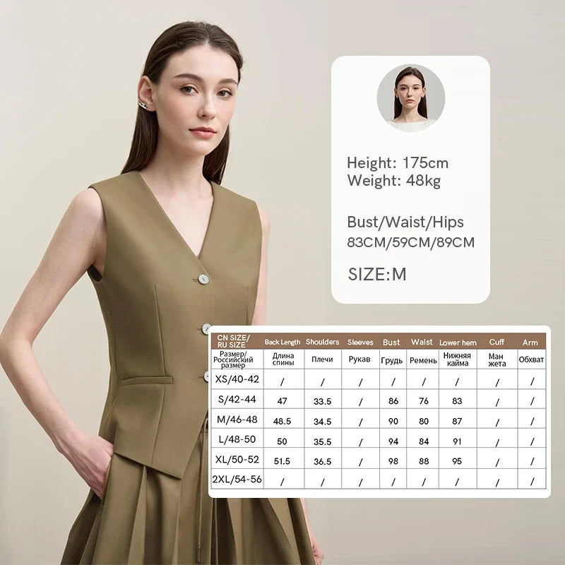 Women's Vests 2026 Autumn New Versatile V-neck Tailored Waist Vest Women's Single Breasted Short Sleeveless Top 12641036
