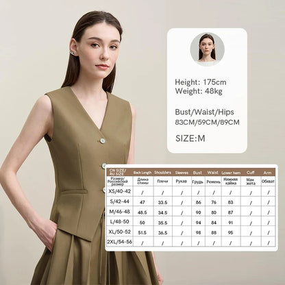 Women's Vests 2026 Autumn New Versatile V-neck Tailored Waist Vest Women's Single Breasted Short Sleeveless Top 12641036