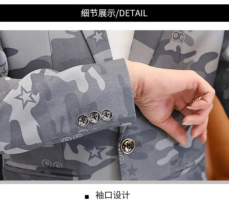 2025 British Light Mature Style High-End Camouflage Small Suit Jacket for Men, Trendy, Cool and Casual Formal Single Suit