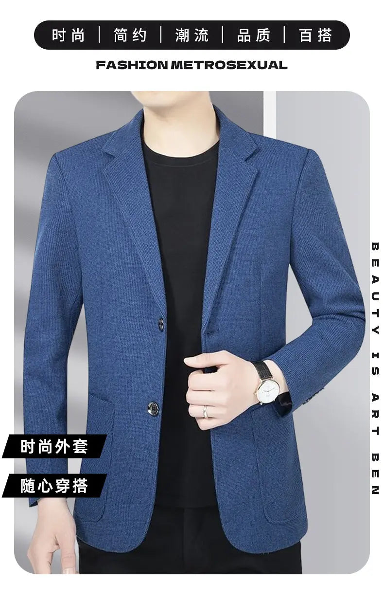 Blazer Men's Business Gentleman Wedding Fashionable Solid Color Best Man, Slimming and Casual Middle-aged and Elderly Blazer