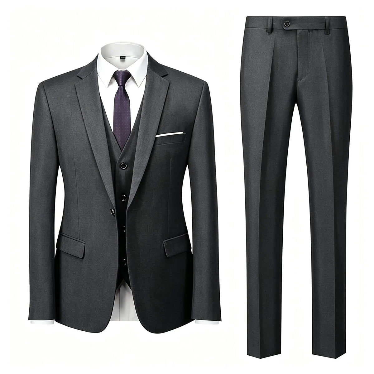 ( Jacket+Vest+Pants ) Brand Solid Color Formal Office Business Men's Suit Groom Wedding Dress Party Male Casual Suits