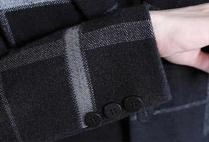 Korean Fashion Woolen Coat Men's Mid-Length Slim-Fit Trench Youth Business Casual 2023 Autumn Winter New Style