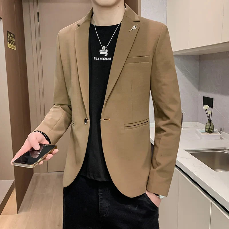Blazer Outdoor Men's Velvet Fashion Business Korean-style Travel Wedding Solid Color Slimming Casual High Formal Wear Blazer