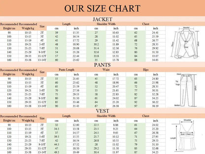 Boys Suit Set 4-Piece Formal Tuxedo with Adjustable Waist for Kids Weddings and Events