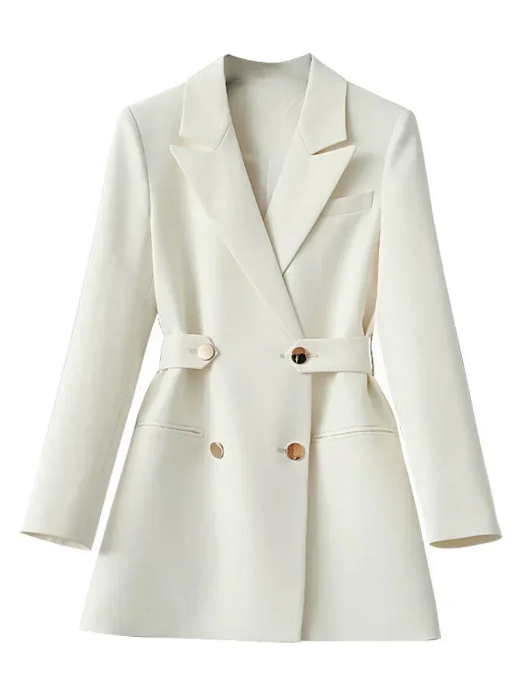 Women Suit Blazer Elegant Coat Spring Autumn Fashion Korean Blazer Luxury Double Breasted Jacket Solid Ladies Tops Clothes