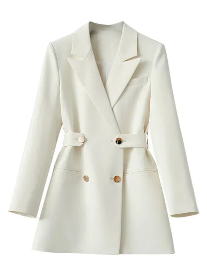 Women Suit Blazer Elegant Coat Spring Autumn Fashion Korean Blazer Luxury Double Breasted Jacket Solid Ladies Tops Clothes