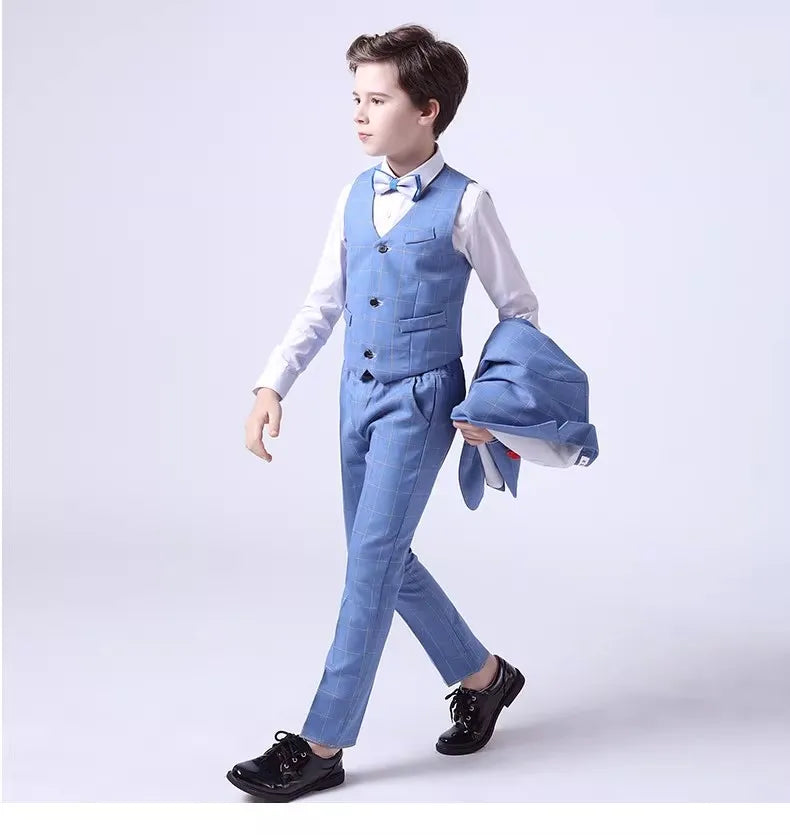 Flower Boys Wedding Suit Set Spring Kids Birthday Photograhy Outfit Children's Piano Host Speech Chorus Performance Costume