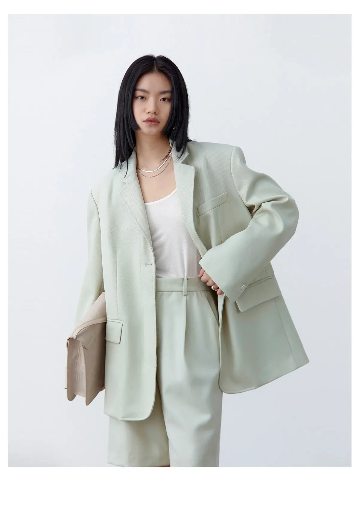 Fashion Women Woolen Blazers Solid Loose Casual Single-breasted Twill Suit Coat Office Ladies Jacket Spring Summer 2026