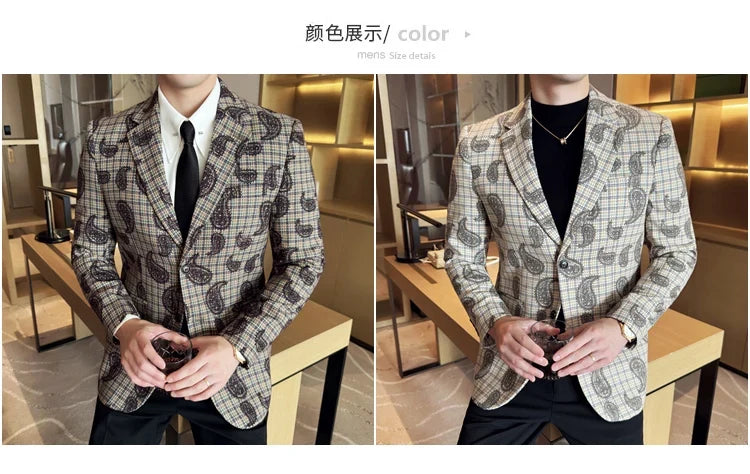 2025 Fashion Embroidery Jacquard Suit Jacket Korean Style Slim Fit Business Formal Social Prom Party Tuxedos Men Clothing 5XL-M