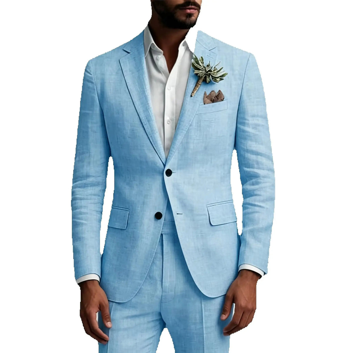 Elegant Beige Linen 2 Piece Men Suits Casual Single Breasted Slim Fit Blazer Pants High Quality Summer Seabeach Wedding Suits