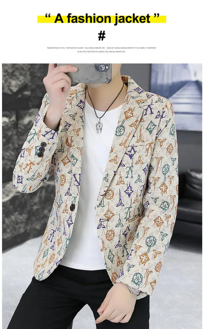 Blazer Men's fashion outdoor travel gentleman wedding Slimming Business versatile Trendy Casual Korean-style formal wear Blazer