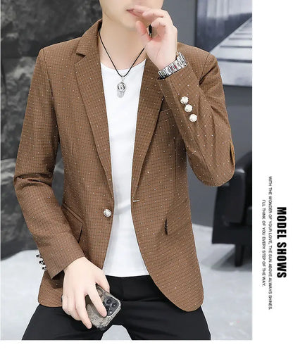 Blazer Men's fashion outdoor travel gentleman wedding Slimming Business versatile Trendy Casual Korean-style formal wear Blazer