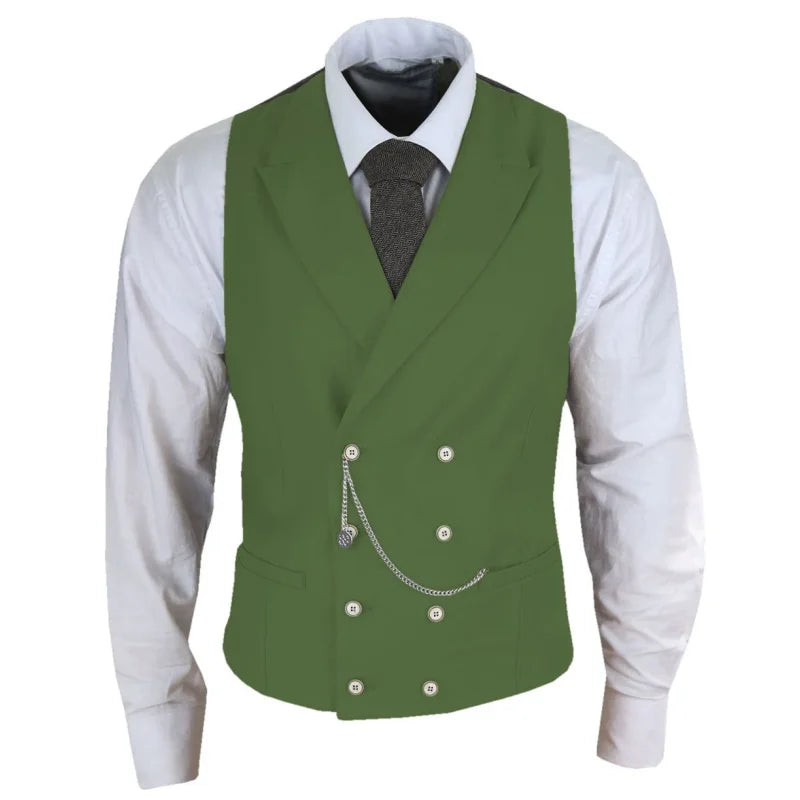 Men's Formal Satin Vest | Double Breasted Waistcoat for Wedding, Banquet & Business