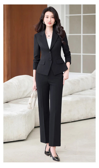 Fashionable Business Women's Outfit - Elegant Slim Fit Pants And Suit Set - Stylish New Arrival 2026