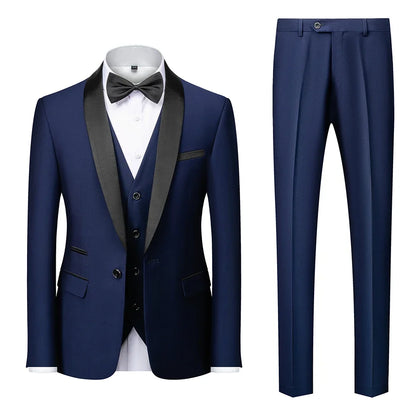 Men's Slim Fit Formal Suit Set – Blazer, Vest & Pants for Weddings & Parties