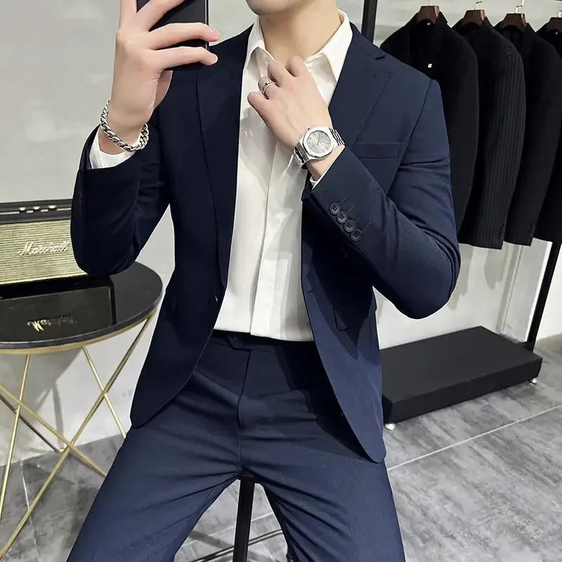 (Blazer+ Vest + Trousers) 2023 Latest Design Double Breasted Vest Men's Suit High Quality Business Simple Casual Dress Wedding