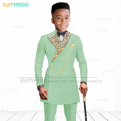 Luxury Boy's Suit Set Homecoming Party Kids Jackets Tailor-made Slim Fit Blazer Pants 2 Pieces Wedding Party Children Tuxedos