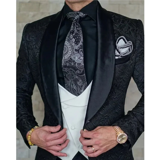 Men's 3-Piece Suit – Classic Single-Breasted Wedding & Business Tuxedo in Black & Dark Blue